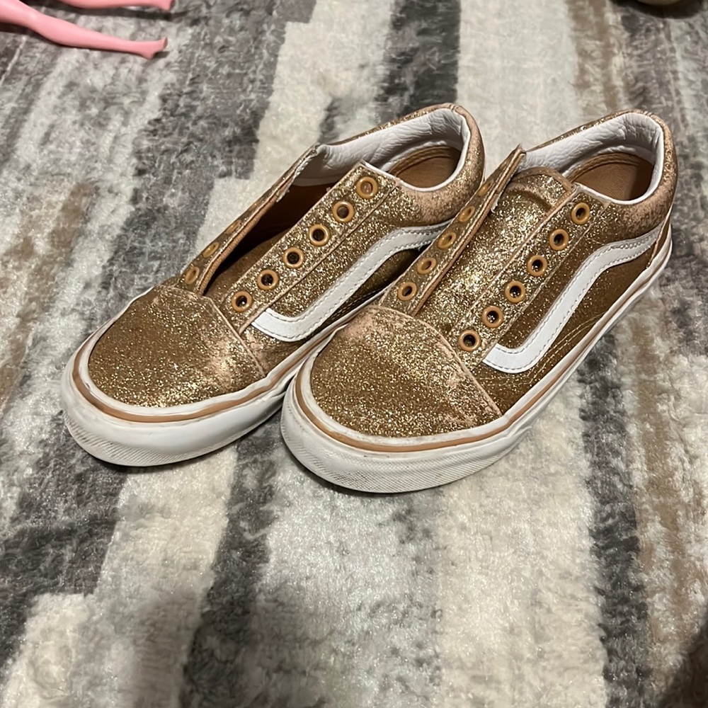 Girls Gold Glitter Vans